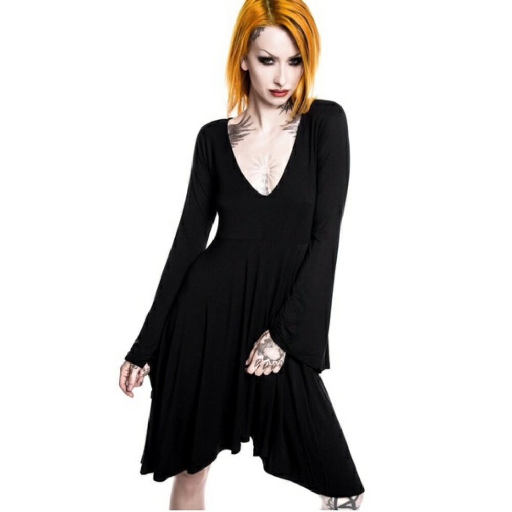 V neck, killstar, asymmetrical, dress
